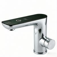 Robinet de salle de bain à capteur en or brossé avec affichage LED, robinet de lavabo intelligent tactile, robinet automatique