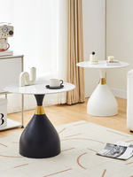 Table basse moderne et durable pour salon, table à thé ronde avec base en métal