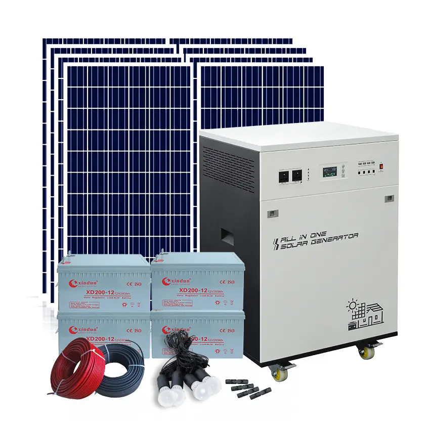 Système complet d'énergie solaire domestique 48v cc à 220v ac 2kw 3kw 4kw système d'énergie solaire 5kw kit set