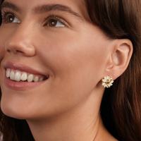 personalisierbar psj eleganz Opal-Blütenstock-Ohrringe Sterling-Silber 925 Schmuck 14k goldplattiert Blumenohrringe für Damen schmuck