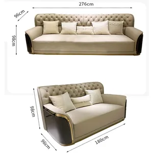 Conjunto de sofá de couro de luxo para sala de estar moderna, mobília de design moderno