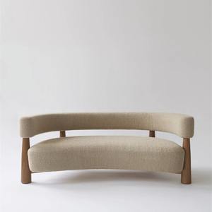 Canapé de salon minimaliste en forme d'arc, design incurvé, style Wabi Sabi, mobilier décontracté - Product Image 4