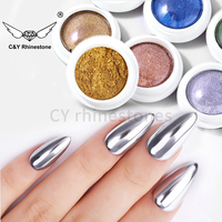 CY Nail Illusion bedak Glitter payet, bubuk bawang emas berkilau Laser
