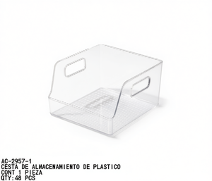 Caja Organizadora Acrílica 23.5x21.5x15cm Transparente, Contenedor Rectangular Multiusos para Almacenamiento en el Hogar - Product Image 1