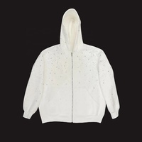Sudadera con capucha de felpa francesa con cremallera y pedrería de alta calidad para hombre Benta Shangpin, estilo urbano