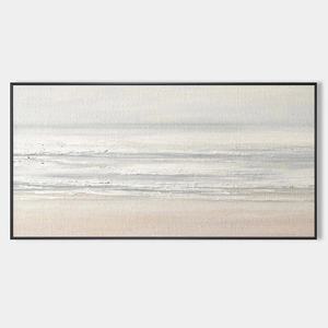 Peinture abstraite sur toile texturée, art côtier minimaliste aux tons neutres, décoration murale pour salon, chambre à coucher, décoration intérieure - Product Image 6