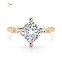 Bague de luxe en moissanite Rhiannon taille princesse à trois pierres, idéale pour mariage, fiançailles, soirée, bijou élégant