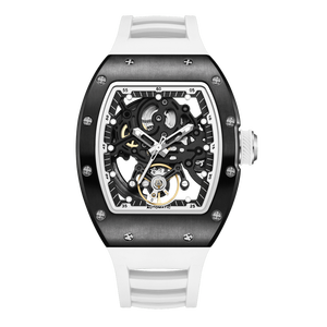 Reloj de pulsera automático Tonneau de lujo para hombre con mecanismo de esqueleto hueco marca Original característica de reserva de energía estilo mecánico - Product Image 5