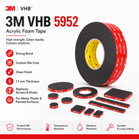 3M VHB 5952 Acryl-Schaumklebeband 20mm X 5m Schwarz Doppelseitiges Montageklebeband für DIY und Industrielle Anwendungen