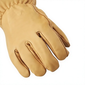 Cowhide Grain Leather Work <b>Gloves</b> Elastic Wristlet Cuff Smooth Texture Abrasion Resistant Anti Slip Waterproof Safety <b>Gloves</b> - Product Image 3