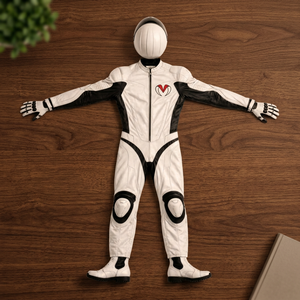 Combinaison de course moto en nylon personnalisable, imprimée en noir et blanc, une pièce, manches longues, équipement de conduite - Product Image 6