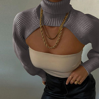 Nouveau Pull Femme Sexy en Maille à Col Montant et Manches Longues Bouffantes 2026