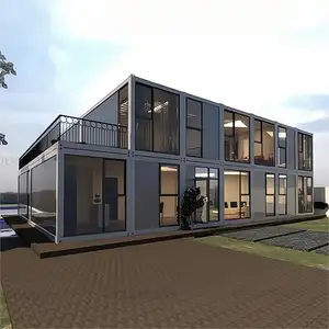 Kolay kurulum prefabrik ev lüks Villa iki katlı düz paket modüler konteyner prefabrik öz kolay montajlı ev