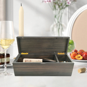 Caja de vino de pino hecha a medida para una sola botella, caja de regalo de madera maciza, hecha a mano, rectangular, de 9 mm de grosor, para almacenamiento de vino. - Product Image 3
