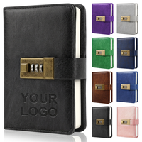 Journal personnalisé avec logo, format A5, en cuir PU, avec serrure, journal vintage, carnet avec mot de passe, format A6, avec stylo, organiseur pour hommes et femmes
