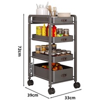 Étagère de rangement multi-niveaux mobile sur roulettes pour cuisine, armoire de rangement pour légumes, fruits et collations, étagère de rangement pour espaces étroits