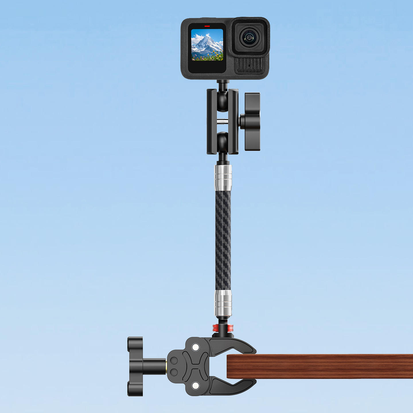 Ultralight Carbon Fiber Double Ball Head Extension Pole for DJI Insta Gopro Action Camera Motorcycle Riding Photography Stand