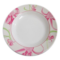 Assiette creuse en mélamine de 9 pouces à motif rose magenta pour servir lors de dîners, entrées de style familial et accompagnements partagés