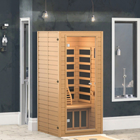 Estufa de Sauna de Leña Ecológica de Madera Maciza de Hemlock para Interiores, con Infrarrojos Lejanos, para Apartamentos y Villas, Capacidad para 2 Personas, Bajo EMF