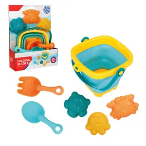 Baby Zomer Strand Speelgoed Cartoon Zand Zwembad Water Spelen Bad Speelgoed Kinderen Zacht Rubber Opvouwbare Outdoor Emmer Set