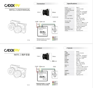 Caddx Ratel 2 1/1.8'' Starlight 1200TVL 2.1mm NTSC PAL 16:9 4:3 Super caméra commutable pour drones ZLD - Product Image 5