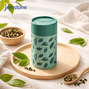 Boîte d'emballage cylindrique en papier kraft recyclable personnalisée pour poudre de matcha, tubes en papier personnalisés pour l'emballage du thé - Product Image 1