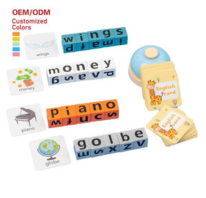 Jeu de société Montessori en bois pour l'éveil précoce des enfants : Blocs de construction de lettres anglaises, Bataille de mots, Apprentissage de l'<span class=keywords><strong>orthographe</strong></span> - Product Image 1