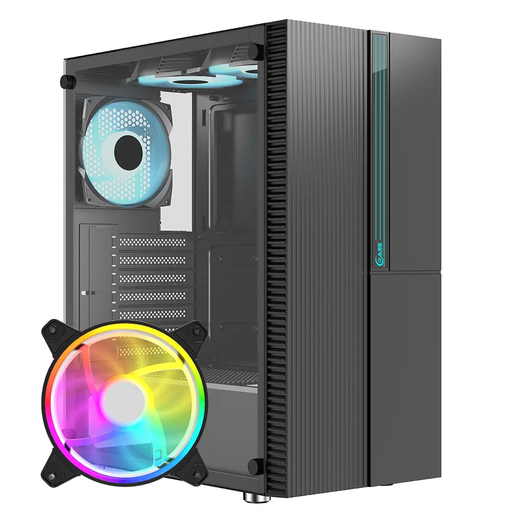 ATX Aluminum Alloy White RGB Fans Middle Computer Case Tower Case PC Gaming case