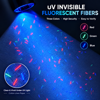 Papier Bond Invisible UV Rouge Bleu Coton Lin 75gsm 65% Coton 20% Lin 15% Pâte de Bois Document Sécurisé 100PCS Imperméable