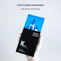 Trophée exclusif en cristal Liuli breveté, écologique, sablé, formes géométriques, grande surface de gravure, pour cérémonie annuelle