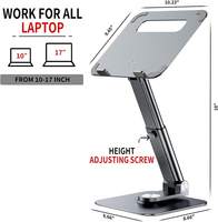 Support d'ordinateur portable réglable pour bureau, support télescopique pour ordinateur portable, hauteur et angle réglables, pliable et portable