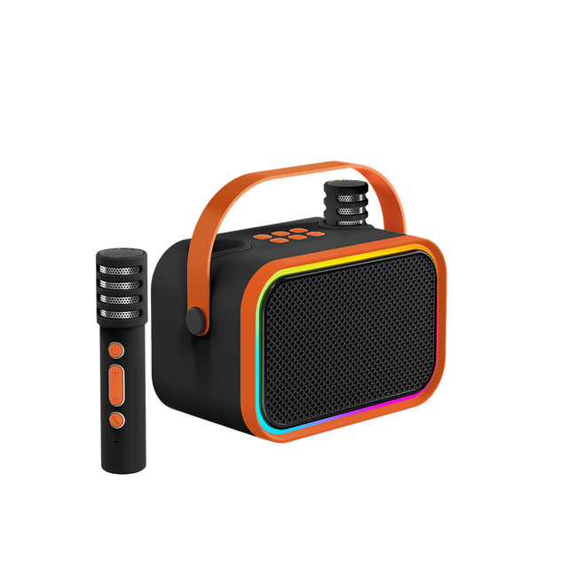 Karaoke Speaker - Magic Voice Effects, 5W HiFi Sound, 2 Wireless Mics, RGB LED, Battery Powered - for Indoor & Outdoor Party