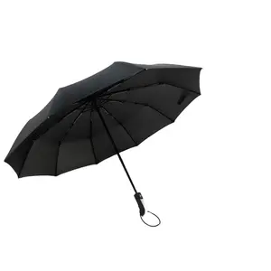 Umbrella Supplier custom Umbrella Black Pongee windproof Auto Open Paraguas 3 Folding UV automatic umbrellas for the rain