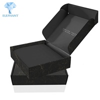 Boîte pliante en carton ondulé noir avec logo personnalisé pour perruque, extension de cheveux, boîte à perruque noire