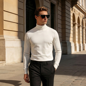 <span class=keywords><strong>Camiseta</strong></span> <span class=keywords><strong>Interior</strong></span> Casual de Cuello Alto para <span class=keywords><strong>Hombre</strong></span>, Color Sólido, Forro Polar de Doble Cara, Manga Larga para Principios de Primavera - Product Image 2