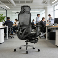 Fauteuil de bureau ergonomique à dossier haut, pivotant, avec base chromée, en cuir PU et maille, avec coussin lombaire en mousse à mémoire de forme 2D