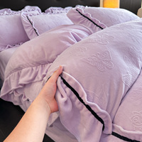 Parure de lit de luxe en velours de lait jacquard gaufré 3D, épaisse et chaude, pour hiver, maison et hôtel