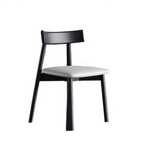 เก้าอี้รับประทานอาหารไม้สีครีมหรูหราสไตล์โมเดิร์นร่วมสมัย หุ้มเบาะหนัง เฟอร์นิเจอร์สำหรับบ้าน สำนักงาน และโรงแรม - Product Image 4