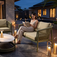 Ensemble de meubles de patio, canapé et chaises en aluminium tressé en corde pour 4 personnes avec table basse en pierre frittée pour les centres de villégiature et les jardins