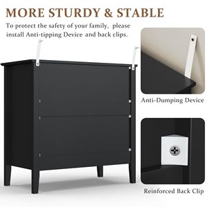 Sunrise Modern 30-Inch <strong>Tall</strong> Oak Nightstand Dresser <strong>Set</strong> 2 Fluted Chest <strong>Drawers</strong> Timeless Minimalist Design MDF Construction for - Product Image 3