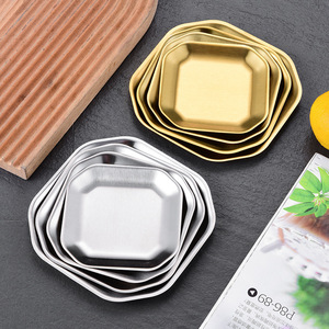 304 Stainless Steel Octagonal Dish Gold Snack Plate For Party Serving - Product Image 1