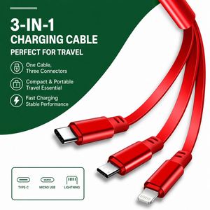 Câble USB 3-en-1 promotionnel personnalisé avec logo, chargeur portable télescopique multi-prises avec boîte rétractable pour la vente en gros - Product Image 2