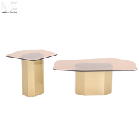 Ensemble de tables basses gigognes en marbre avec base en métal nordique, table basse de service, table centrale, mobilier de salon de luxe