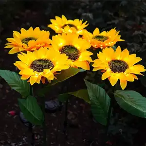 Schönes Design im Freien sonnen betriebene Terrasse dekorative Außen beleuchtung Boden führte Garten pfahl Sonnenblume Solar licht