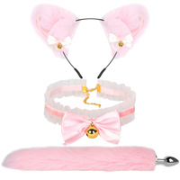 Collier et pinces à tétons queue de renard, plug anal en acier inoxydable avec queue pour femmes, costume cosplay