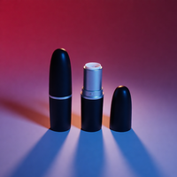 Contenants de baume à lèvres et de rouge à lèvres en plastique noir mat argenté, forme balle, capacité 5g, personnalisables, mignons, très demandés