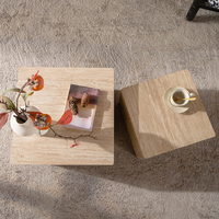 Ensemble de tables d'appoint en bois au design luxueux, meubles modernes pour salon, table d'appoint rectangulaire en MDF avec placage en travertin