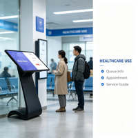 Kiosque d'information tactile de 50 pouces, base en forme de S, système d'exploitation Windows, adapté à divers lieux publics