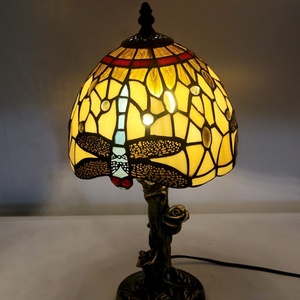 LongHuiJing Tiffany Table Lamp Dragonfly Shade Stained Glass Table Lamp Wholesale Price Antique Style Glass Table Lamp - Product Image 3
