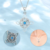 Collar con Colgante de Nudo de Bruja Celta de Plata de Ley 925 Merryshine, con Ópalo Azul Celta, para Halloween, Joyería Wicca